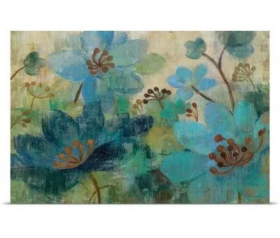 &Peacock Garden& by Curie Painting Print August Grove Format: Canvas - Size: 40x22 H x 60x22 W