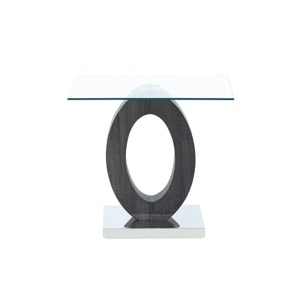 Global Furniture USA Oval Base End Table - Glass - White-Grey