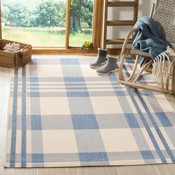 Safavieh Courtyard Area Rug CY6201 Beige, Blue, 6& 7x22 x 9& 6x22