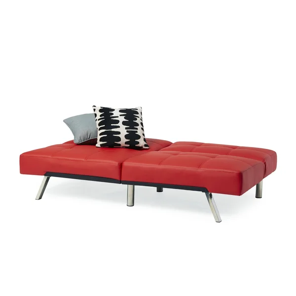 Abbyson Aspen Bonded Leather Foldable Futon Sleeper Sofa - Red