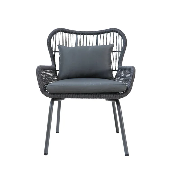 Set of 2 Gray Contemporary Outdoor Patio Club Chairs 33.75x22