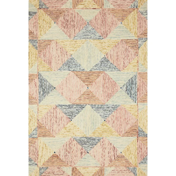 Alexander Home Kaleidoscope Geometric Hand-Hooked Wool Rug - 3&0x22 x 3&0x22 Round - Ivory, Multi