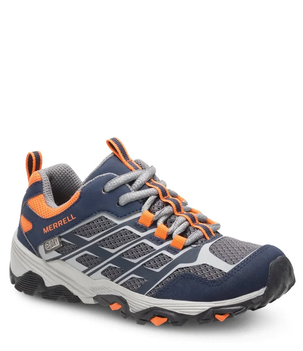 Merrell Kid's Moab FST Low Waterproof - Size: 6, Navy/Grey/Orange