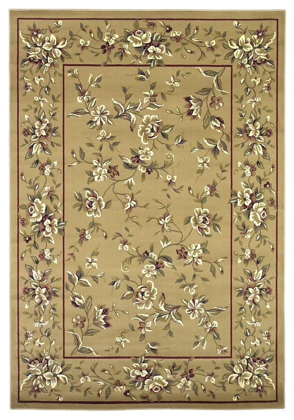 Kas Cambridge 7338 Beige Floral Delight Area Rug - 7&7x22 Octagon