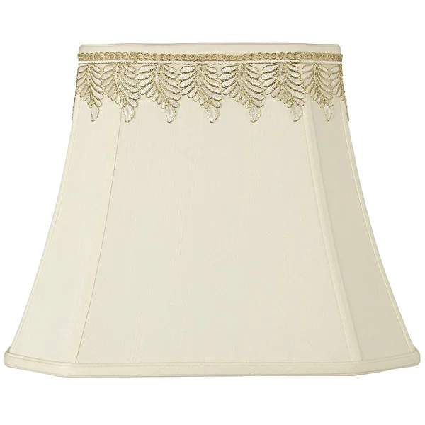 Imperial Shade Rectangle Shade with Embroidered Leaf Trim 10x16x13 (Spider)