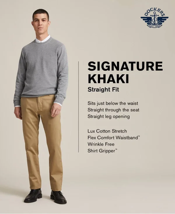 Dockers Men's Straight Fit Signature Lux Cotton Stretch Khaki Pant