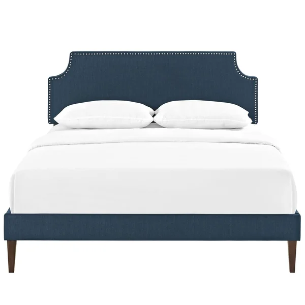 Modway Laura Queen Fabric Platform Bed with Squared Tapered Legs - Azure