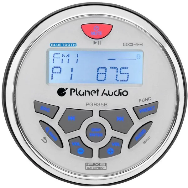 Planet Audio Pgr35b 3.5x22 Gauge Marine MP3 Radio Receiver Bluetooth+4 Speakers