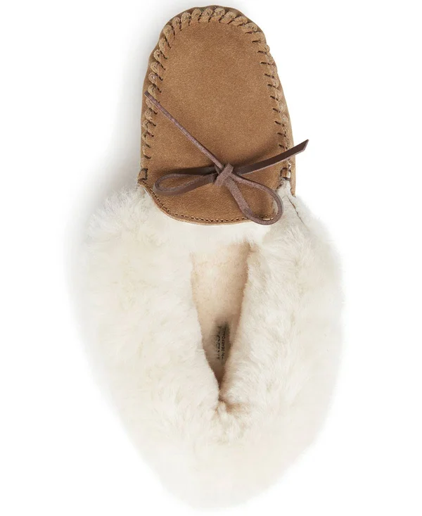 Dearfoams Women's Fireside Brisbane Shearling Moccasin Slipper, Size: 11, Grey Suede