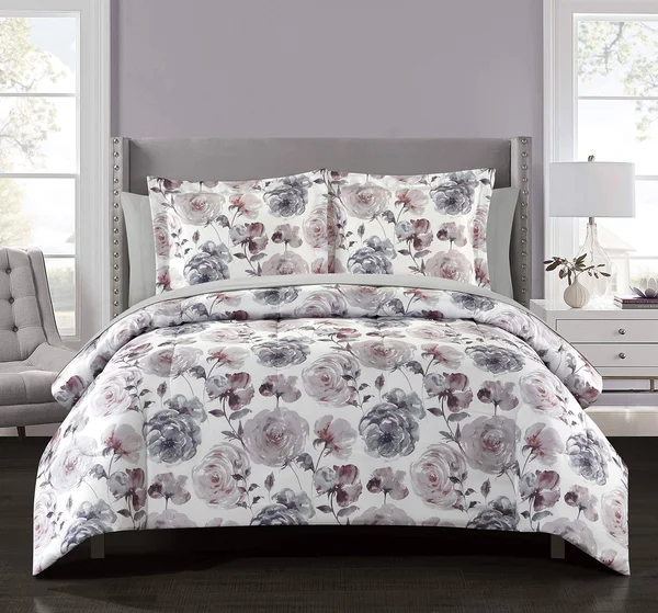 Blossom 11-Piece Reversible King Comforter Set in Rose