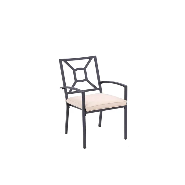 San Marino Outdoor Aluminum Dining Armchair with Cushion - Set of 2 - Black
