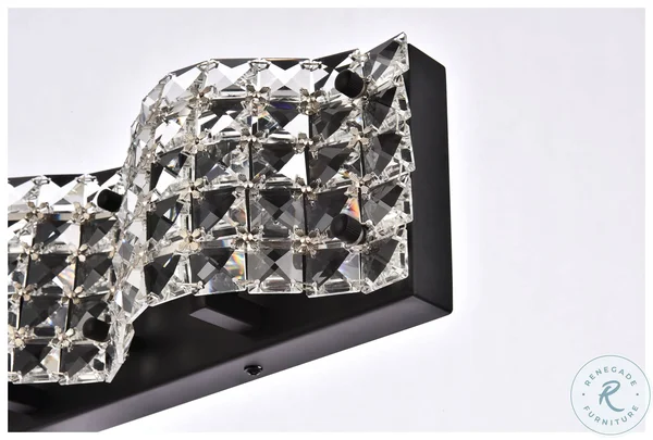 Ollie 4 Light Bath Sconce in Black with Clear Crystals LD7017BK