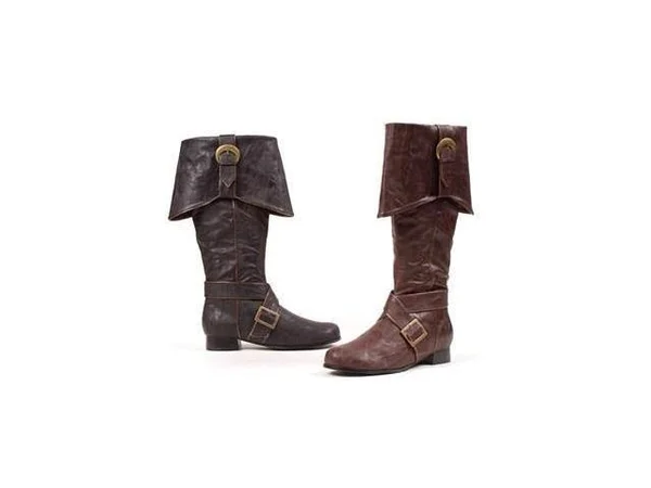 Mens Brown Buckle Pirate Boots