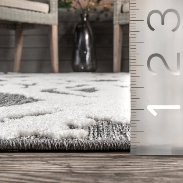 nuLOOM Blaire BDSZ09A 7&10x22 x 10& Gray Indoor/Outdoor Area Rug