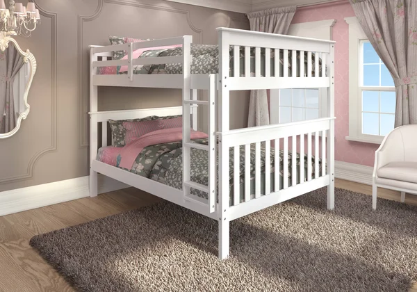 Donco Kids Mission Bunk Bed, Full/Full, White