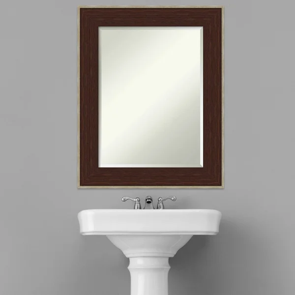 24x22 x 30x22 William Framed Bathroom Vanity Wall Mirror Espresso Silver - Amanti Art