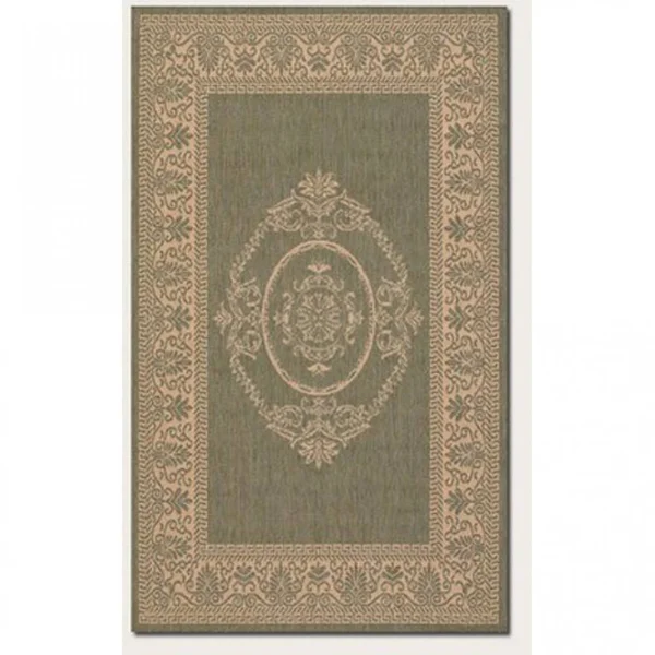 Couristan Recife Antique Medallion Area Rug, Green/Natural, 8&6x22 Square