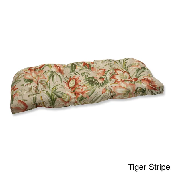 Pillow Perfect Outdoor Botanical Glow Tiger Stripe Wicker Loveseat Cushion