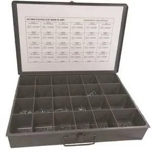 Lindstrom JBDL24PFWS25 Zinc Plated Phillips Flat Head Wood Screw Assortment in Metal Tray - Pack of 600