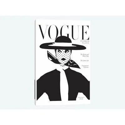 &Vintage Vogue COVER - Black and White Fashion Print& Textual Art on Canvas East Urban Home Size: 40x22 H x 26x22 W x 1.5x22 D