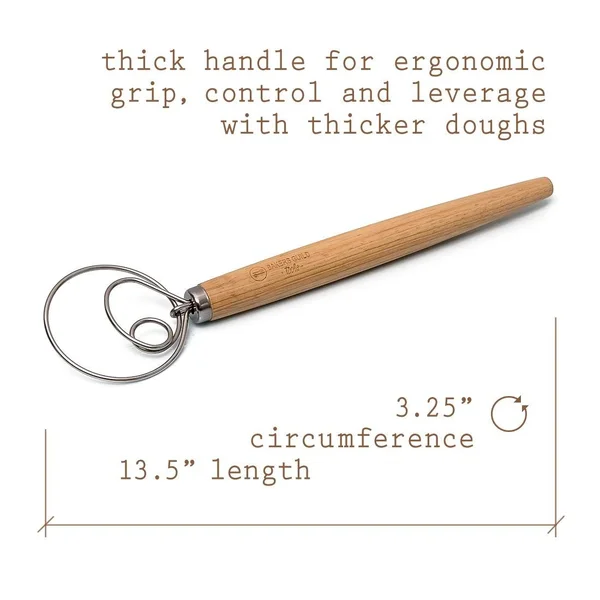 Bakers Guild Tools Danish Stainless Steel Dough Whisk, Large