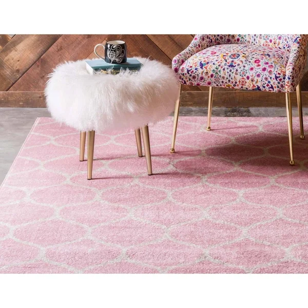 Unique Loom Rounded Trellis Frieze Rug - Pink, 10x14 ft