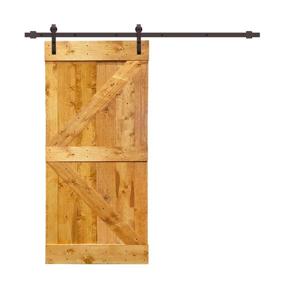 CALHOME K Series 30 in. x 84 in. Pre-Assembled Colonial Maple Stained Wood Interior Sliding Barn Door with Hardware Kit