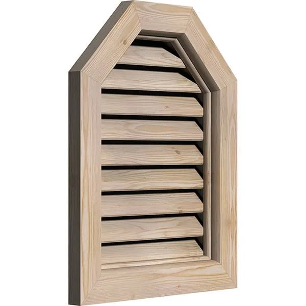 Ekena Millwork GVWOT24X1800SFPPI 24x22W x 18x22H Octagonal Top Gable Vent (29x22W x 23x22H Frame Size): Primed, Functional, Smoo