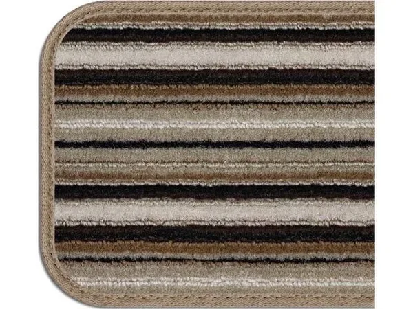 Set of 12 Attachable Indoor Carpet Stair Treads - Mocha Brown Stripe - 9 in. x 36 in.