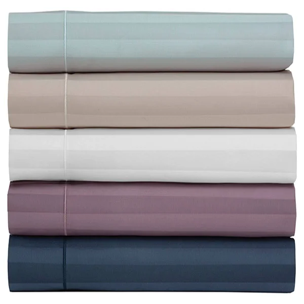 Elite Home Products Cool Comfort Cotton Satin Stripe Sheet Set - Pale Blue - California King