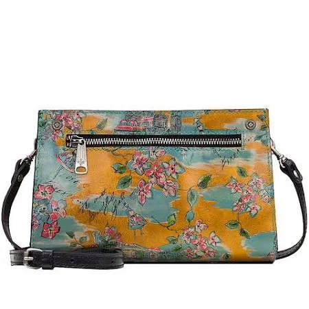 Patricia Nash Leather Turati Top Zip Crossbody W/ShoulderStrap - Signature Map
