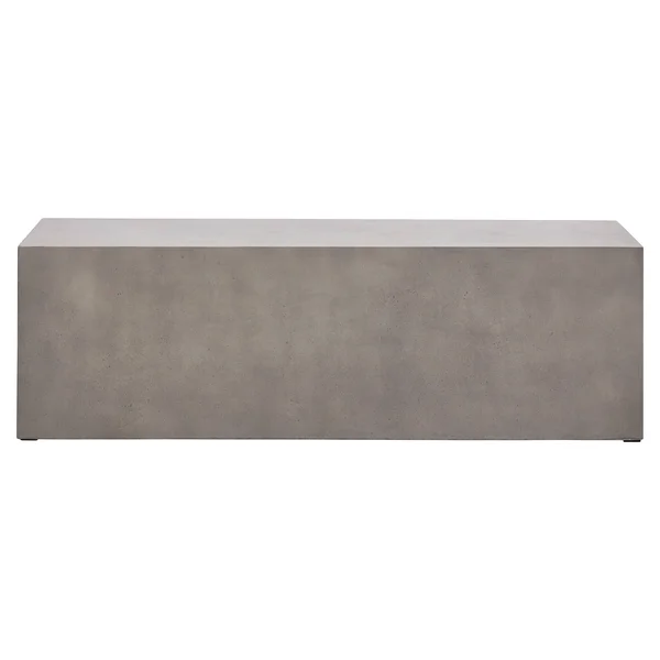 Lydia Modern Classic Grey Concrete Outdoor Bench, Dark Grey, Stone/Concrete, Kathy Kuo Home