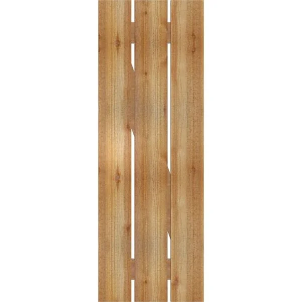 17 1/8x22W x 49x22H TimberCraft Three 5 3/8x22 Boards Spaced Board-n-Batten Shutters w/Z-Bar - Rough Sawn Western Red Cedar (Per