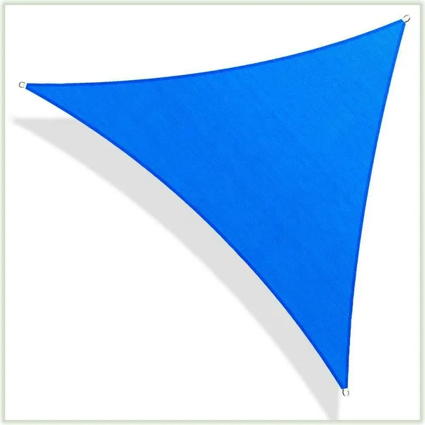 ColourTree 24 ft. x 24 ft. 190 GSM Blue Equilateral Triangle Sun Shade Sail Screen Canopy - Outdoor Patio and Pergola Cover