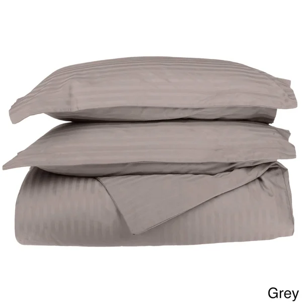 Superior Egyptian Cotton 650 Thread Count Stripe Duvet Cover Set (Ivory - King/California King)