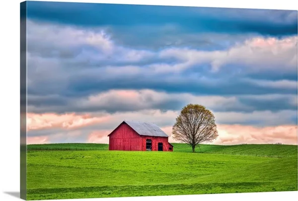 Red Barn, Canvas Wall Art, 36x24, Great Big Canvas