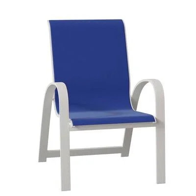 Primera Stacking Patio Dining Armchair Telescope Casual Textured Graphite/Atlantis 100x22H x 100x22W x 100x22D