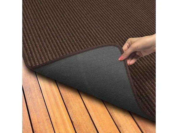 House - Home and More Indoor/Outdoor Double-Ribbed Carpet Area Rug with Skid-Resistant Rubber Backing - Bittersweet Brown - 3' x