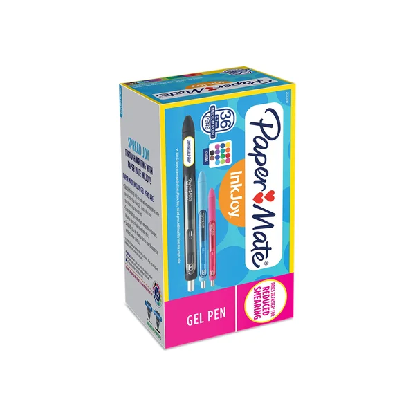 Paper Mate InkJoy Gel Retractable Pen Office Pack, Assorted Colors, 0.7mm, 36-Pack