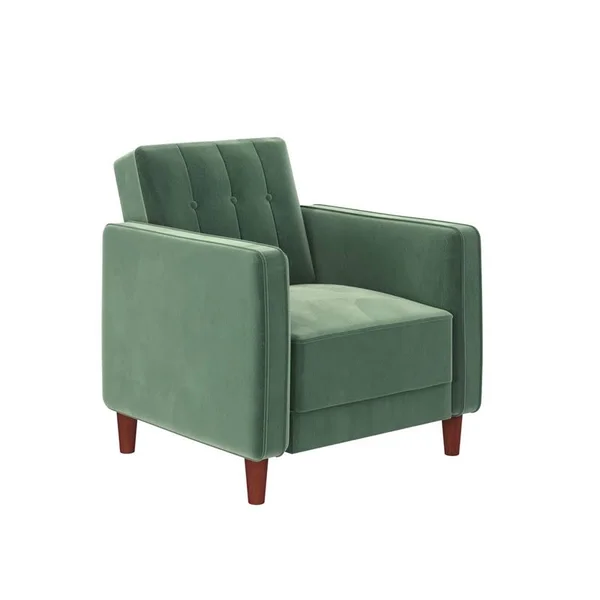 DHP Ivana Tufted Accent Chair in Light Green Velvet