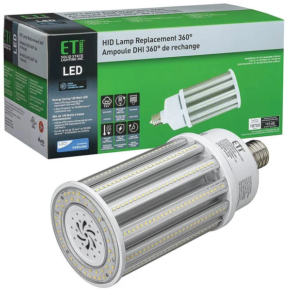 ETI 8 in. 400-Watt Equivalent Corn COB EX39 Mog LED Light HID Replacement 360-Degree 125-Watt 18, 750 Lumens 5000K Daylight