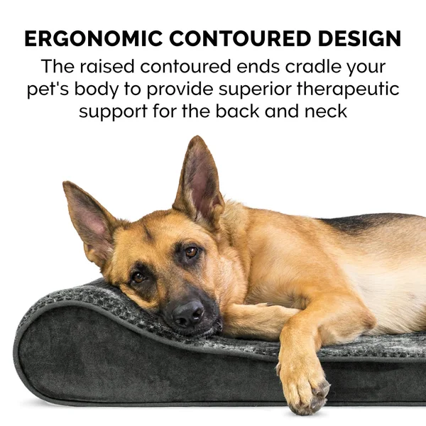 FurHaven Pet Bed - Minky Plush & Velvet Luxe Lounger Orthopedic Dog Bed (Jumbo Plus - Gray)