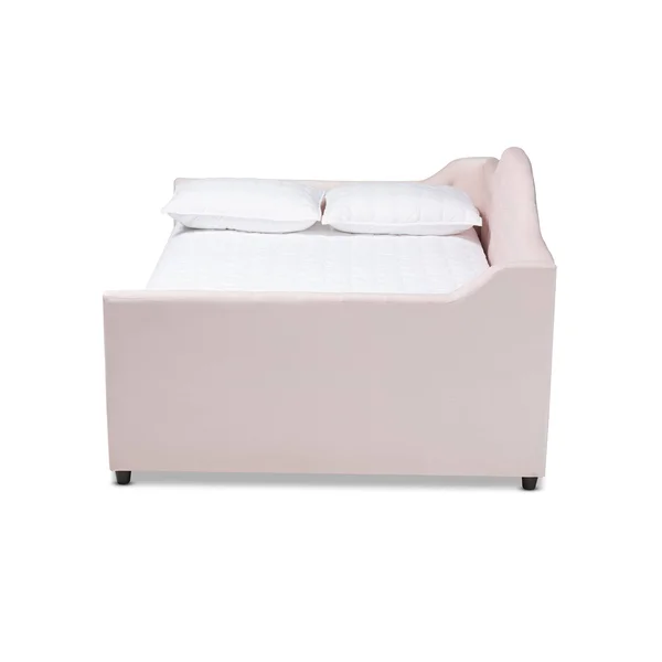 Baxton Studio Perry Velvet Upholstered and Tufted Daybed Light Pink, Size: Queen