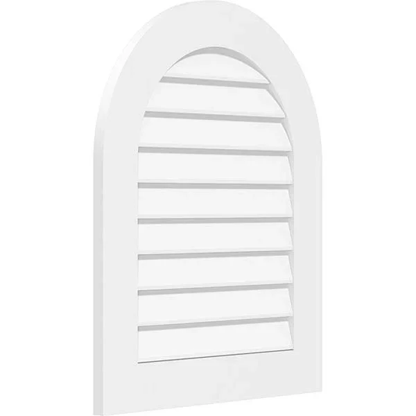 Ekena Millwork GVPRT14X3801SN 14x22W x 38x22H Round Top Surface Mount PVC Gable Vent: Non-Functional, w/ 3-1/2x22W x 1x22P Stand