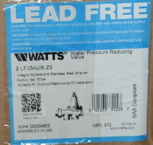 Watts LF25AUB Z3 2x22 Lead Free Water Pressure Reducing Valve 0009465