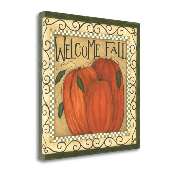 Tangletown Fine Art 'Welcome Fall' Graphic Art Print on Canvas, Beige