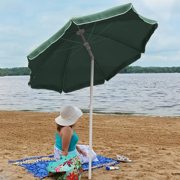 Sunnydaze 5-Foot Beach Umbrella with Tilt Function - Sage Green