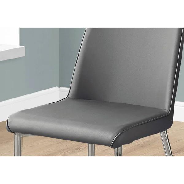 Monarch Specialties 37 in. Faux Leather and Chrome Dining Chair - Size: Set of 2, Grey