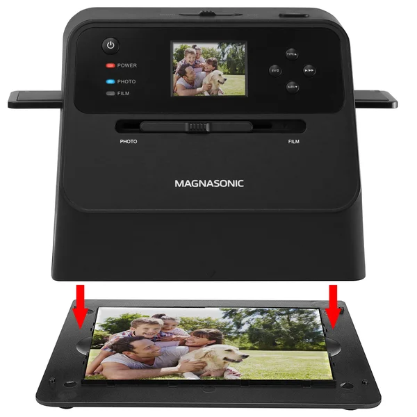 Magnasonic All-in-One Film & Photo Scanner - 14MP Resolution, Converts 4x6 Photos, 35mm/110/126 Film & 135 Slides Into Di