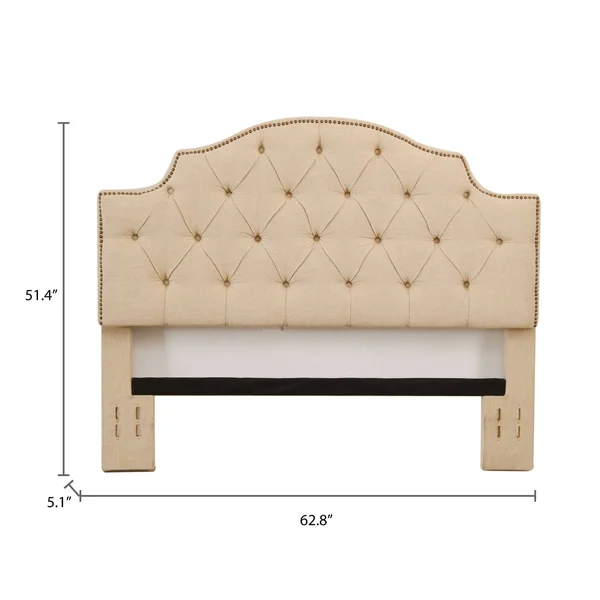 Abbyson Royal Tufted Ivory Linen Queen/ Full Headboard
